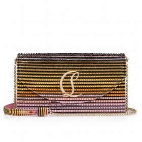 Christian Louboutin Loubi54 Clutch Aftersun Trykt Crepe Sateng Og Strass Flerfarget