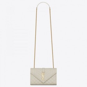 Saint Laurent Liten Konvolutt Veske Hvit Kornet Skinn Saint Laurent Poser