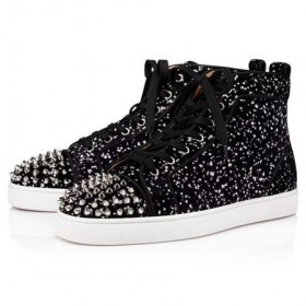 Christian Louboutin Høy-top-Lou Pigger Orlato Svart/sølv Fløyel