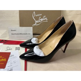 Christian Louboutin Pumper Pigalle Follies Strass 100mm Sort Patent Skinn