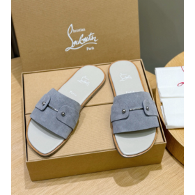 Christian Louboutin Chambelimule Mules Calf Leather Gray