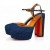 Christian Louboutin Plattformer Coluna Pumpe 130 mm Denim/lin Saba Gull Tissu