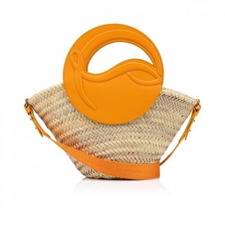 Christian Louboutin Biloumoon Basket Mały Kosz Z Рафии I skóry Cielęcej Z Гибискусом
