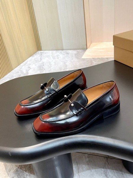 Лоферы Christian Louboutin Chambelimoc Z Gładkiej skóry Cielęcej Czarny Czerwony