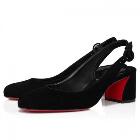 Czółenka Christian Louboutin So Jane Sling 55 Mm z czarnego welur Christian Louboutin