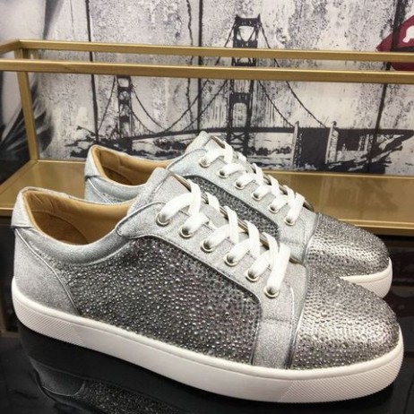 Męskie buty Christian Louboutin Vieira z Dżetów w kolorze Srebrnym, ozdobione kryształami