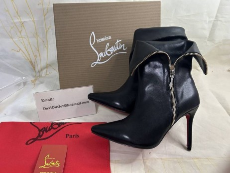 Botki Christian Louboutin Na zamek 100 mm Z Cielęcej skóry w Kolorze Czarnym