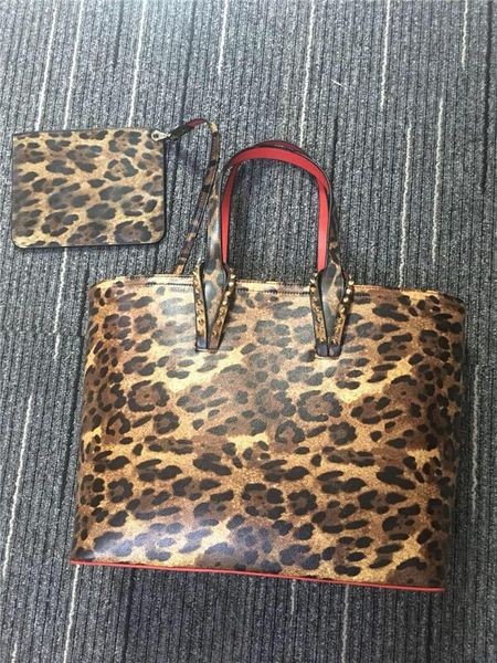 Christian Louboutin Multi-Brązowa torba-тоут z cielęcej skóry z Leopard print
