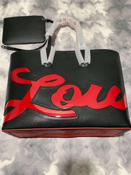 Torba-тоут Christian Louboutin Cabata Z Logo I Motywem Z Cielęcej skóry Czarny Czerwony