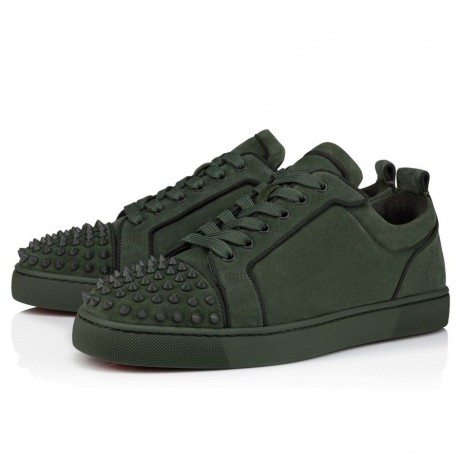 Buty Christian Louboutin Louis Junior Spikes Veau Velours Tennessee Zielony