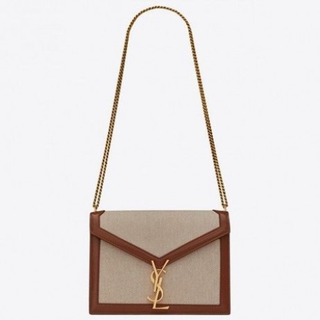 Torba z zapięciem Saint Laurent Cassandra Beżowe Płócienne Torby Saint Laurent