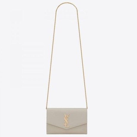 Portfel na łańcuchu Saint Laurent WOC Uptown Z Białej Skóry