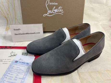 Лоферы Christian Louboutin Dandelion z Welurowe Szare