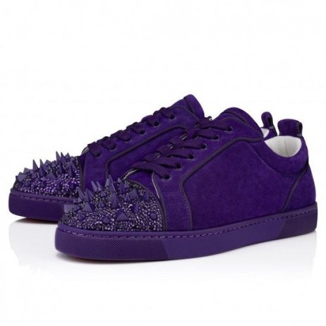 Christian Louboutin Louis Junior Buty Pik Pik Z kryształkami ze skóry Nappa Jacaranda CL Shoes