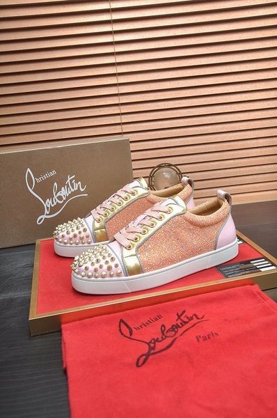 Christian Louboutin Louis Junior Kolce Męskie Trampki niskie piszczelą Różowe Buty Christian Louboutin