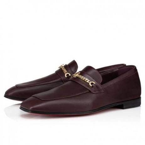 Christian Louboutin Mj Moc Лоферы Męskie Ze skóry Cielęcej Merlot CL Buty
