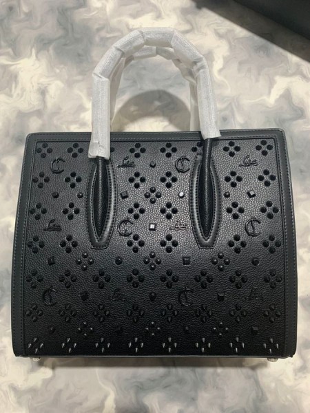 Torba Christian Louboutin Paloma z uchwytem na górze Średniej długości z cielęcej skóry i kolcami Loubinthesky Czarne torby Christian Louboutin