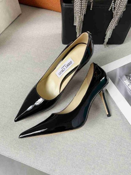 Czółenka Jimmy Choo Love 85 z Cielęcej skóry z Logo JC w Kolorze Czarnym