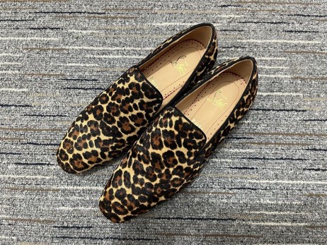 Лоферы Christian Louboutin z Mniszka Z Welurowe Z Leopard Print Z Wełny Pony