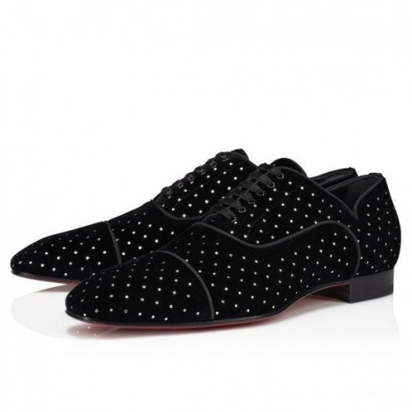 Оксфорды Christian Louboutin Greggy Chick Z Plum стразом, Czarne Buty Christian Louboutin