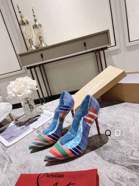 Christian Louboutin Hot Chick Pompy 100 mm W Paski Grand Bain Do Basenu, Opatentowany Wielokolorowy