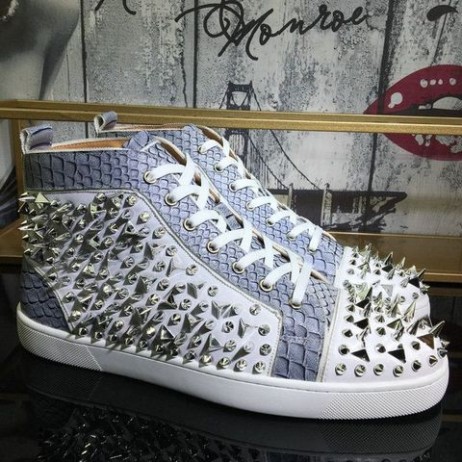 Christian Louboutin Lou Pik Wysokie buty Pik Ze skóry Pytona Biało-szary