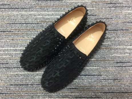 Лоферы-слипоны Christian Louboutin Pik Boat Z ćwiekami, Czarne buty CL