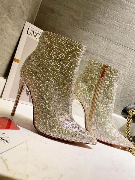 Botki Christian Louboutin So Kate z Welurowe Crystal Establishment Veau ze Złotym металликом