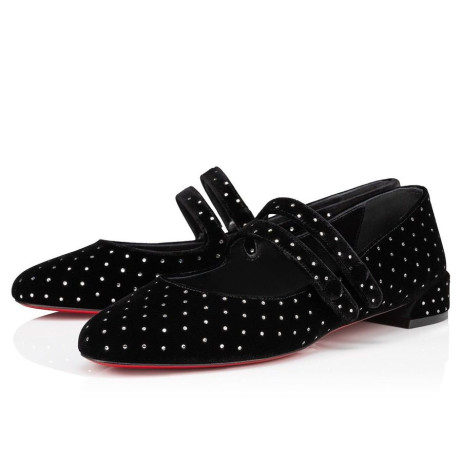 Christian Louboutin Buty Sweet Jane Plum Z Dżetów, Aksamitne Czarne Buty Christian Louboutin
