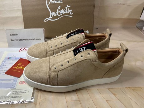 Christian Louboutin Z niskim dachem F. A. V. Fique A Vontade Z szarej skóry Sasso