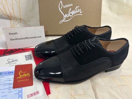 Christian Louboutin Oxford Saqhara Czarny/srebrny/bk Gun Leather
