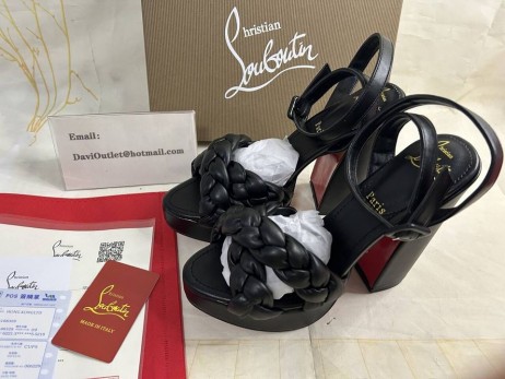 Platformy Christian Louboutin Movide Brio 130 mm Czarny/lin Black Nappa