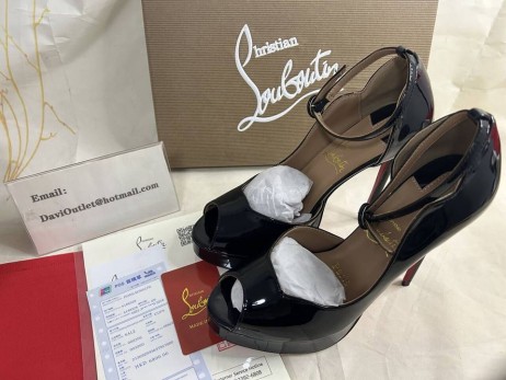 Platformy Christian Louboutin przez Cały Kurczak 150 mm Czarny Lakierowany