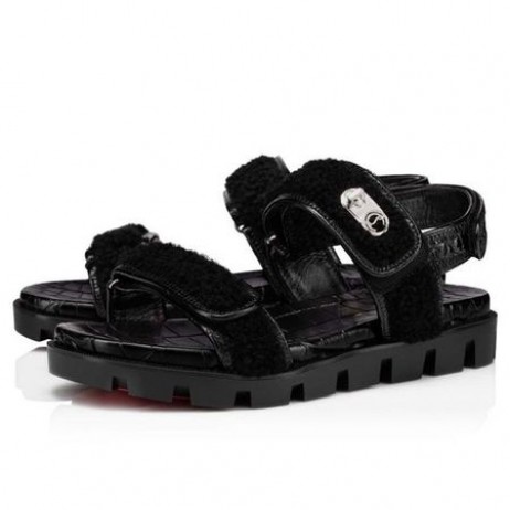 Sandały Christian Louboutin Z Zamkiem Z Wełny W Kolorze Czarnym