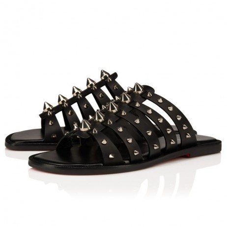 Christian Louboutin Charja Mules Waxed Calf Leather Black
