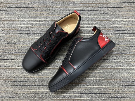 Christian Louboutin Fun Vieira Sneaker Calf Leather Black Red