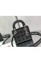 Torba Dior Lady Dior 17CM, Ozdobiona Kryształami, Каннаж Z Satyny w Kolorze Czarnym