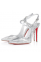 Czółenka Christian Louboutin Jenlove z Laminowanej skóry Manoir 100 mm w kolorze Srebrnym