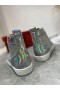 Christian Louboutin Buty z wysokiej piszczelą Louis Strass z opalizującym skóry i srebrnych dżetów