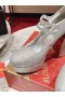 Platformy Christian Louboutin Movida Jane 130 mm Z Połyskującej Skóry w kolorze Srebrnym