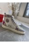 Buty z wysokiej piszczelą Christian Louboutin Lou Spikes Ze skóry Metalik Biały i srebrny