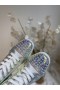Buty z wysokiej piszczelą Christian Louboutin Lou Spikes Ze skóry Metalik Biały i srebrny