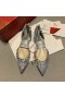 Christian Louboutin Mechaniczne baletki Reine ze skóry z ćwiekami i PVC w kolorze Srebrnym Christian Louboutin