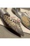 Christian Louboutin Mechaniczne baletki Reine ze skóry z ćwiekami i PVC w kolorze Srebrnym Christian Louboutin