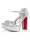 Christian Louboutin Sandaloo 130 Mm Sandały Specchio Skórzane Srebrne Buty CL