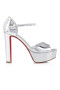 Christian Louboutin Sandaloo 130 Mm Sandały Specchio Skórzane Srebrne Buty CL