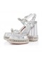 Christian Louboutin Superaclou Sandały na platformie 130 mm ze skóry Specchio w kolorze Srebrnym Christian Louboutin Shoes