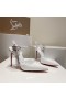 Christian Louboutin Goldina Rain 100 ммТуфли-Łódeczki Z Zdobi Kryształ Klamrą Lakierowanego Białego Koloru