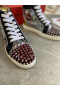 Christian Louboutin Lou Spikes - Buty z wysokiej piszczelą, Ozdobione kolorowymi cekinami i skórą z graffiti