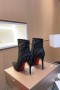 Christian Louboutin So Kate Booty 100 mm płaski kabel Z Zamszu Srebrne Szpilki Czarny